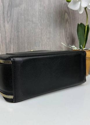 Модная женская мини сумочка клатч люкс качество, каркасная сумка черный с золотым3 фото