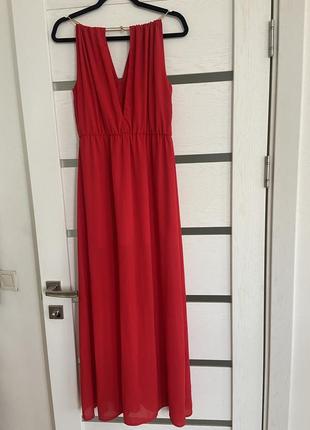 Платье красное длинное mohito 36 размер1 фото