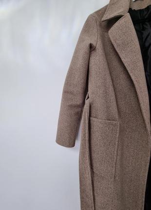Пальто кашемир шерсть прямое мокко5 фото