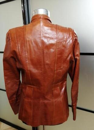 Качественная натуральная рыжая кожаная куртка/кожанка/ косуха xs-s5 фото