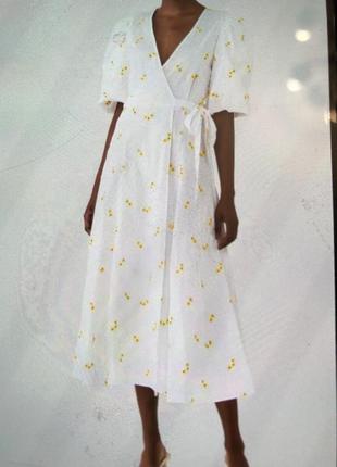Новое платье халат, сарафан ghost оригинал бренд платье миди шитье прошва , хлопок, белое, размер xs,s1 фото