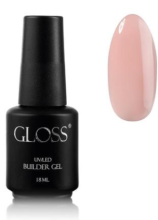 Однофазний гель з пензлем builder gel gloss naked, 18 мл