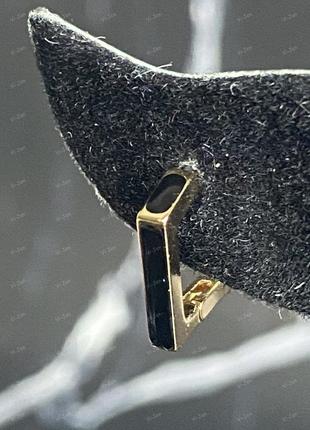 Женские позолоченные серьги-конго(кольца) с черной эмалью xuping позолота 18к5 фото