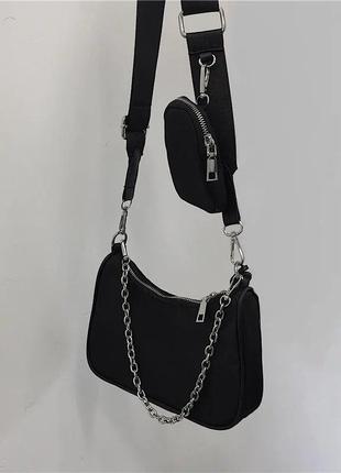 Сумка сумочка нейлонова чорна стильна модна тренд на плече нова6 фото
