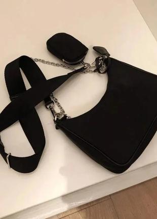 Сумка сумочка нейлонова чорна стильна модна тренд на плече нова1 фото