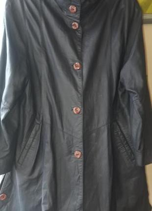 Пальто куртка плащ натуральная лайковая кожа чернильного цвета paris3 фото