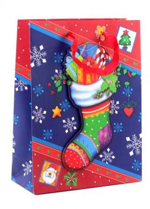 Пакет паперовий "christmas" шкарпетка, 18 х 8 х 24 см