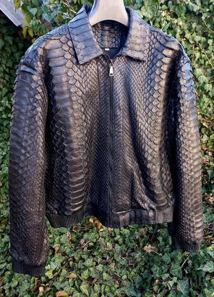 Куртка чоловіча з натуральної шкіри дикого пітону драгон драган dragon в наявності3 фото