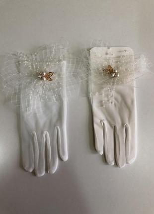 7-53 жіночі фатинові рукавички з намистинами женские фатиновые...6 фото