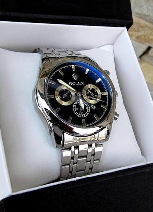 Мужские серебряные кварцевые наручные часы rolex / ролекс2 фото