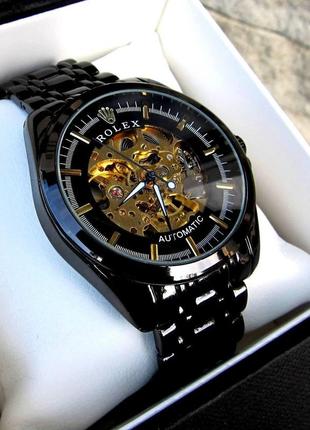 Мужские черные механические наручные часы rolex / ролекс4 фото
