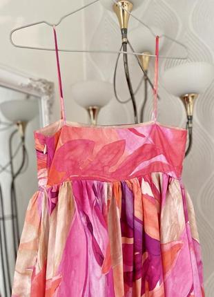 Міні сукня на брительках з бавовни у квітковому принті розміру xs від hsm6 фото