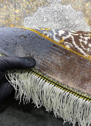 Шовковий натуральний килим у стилі сучасна класика ясе талої 150х225 см коричневий із жовтим3 фото
