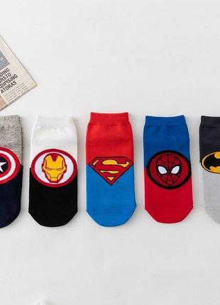 1-45 комплект 5 пар шкарпеток носки шкарпетки супермен спайдер...1 фото