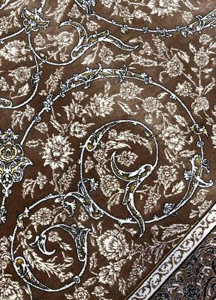 Елітний овальний шовковий килим 150х225 см східна фантазія коричневий з жовтим7 фото