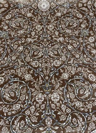 Елітний овальний шовковий килим 150х225 см східна фантазія коричневий з жовтим10 фото