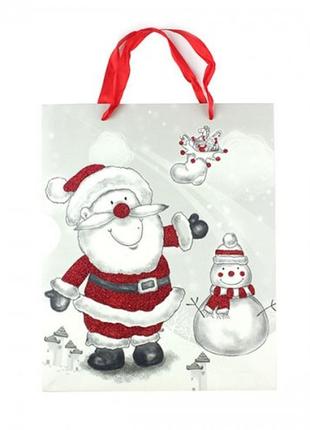Пакет паперовий "santa claus та сніговик" 26 x 32 см2 фото