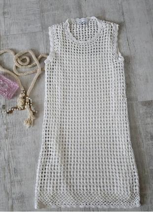 Платье вязаное макраме хенд мейд ручная работа лимитированная серия базовое трендовое белое брендовое4 фото