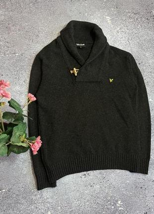 Черный шерстяной свитер кофта с воротничком lyle scott (оригинал)1 фото