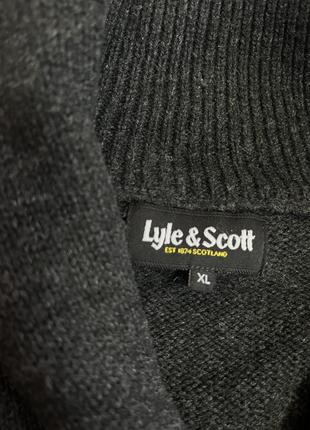 Черный шерстяной свитер кофта с воротничком lyle scott (оригинал)6 фото