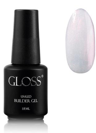 Однофазний гель з пензлем builder gel gloss pink silver, 18 мл