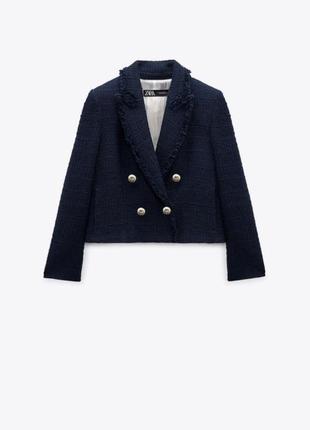 Пиджак укороченный синий zara