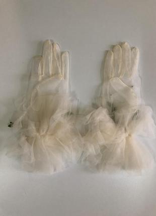 7-52 фатинові рукавички з намистинами фатиновые перчатки с бус...5 фото