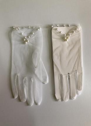 7-65 фатинові рукавички з перлинами фатиновые перчатки с жемчугом7 фото
