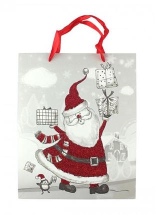 Пакет паперовий "santa claus з подарунками" 26 x 32 см2 фото