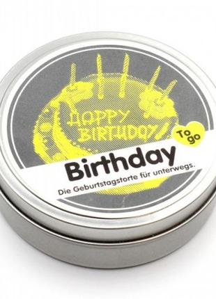 Свічка "happy birthday" у металевій баночці3 фото