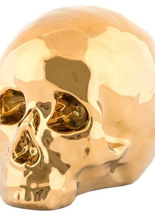 Статуетка порцелянова "череп" золотий 24 х 14 см