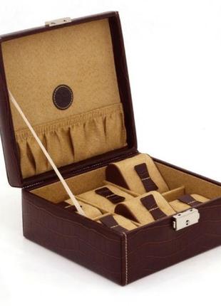 Скринька для зберігання годинника friedrich lederwaren bond 6, коричнева крокодил4 фото