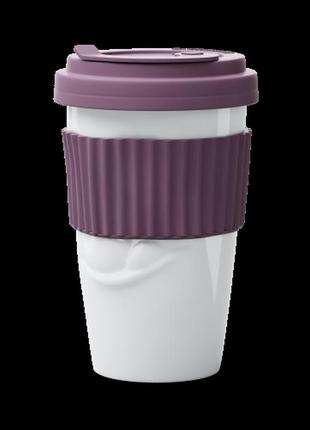 Чашка з кришкою tassen "смакота", (400 мл), порцеляна, фіолетовий2 фото