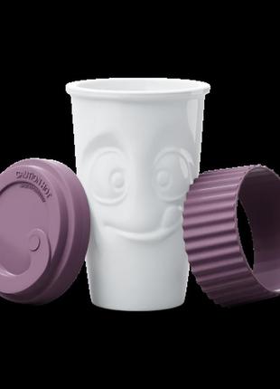 Чашка з кришкою tassen "смакота", (400 мл), порцеляна, фіолетовий