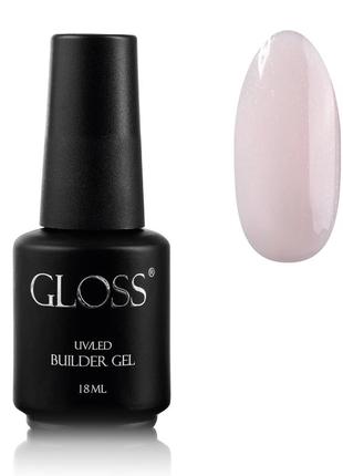 Однофазний гель з пензлем builder gel gloss nude glossy, 18 мл1 фото