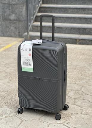 Полипропилен horoso средний чемодан дорожный m на колесах 4 колеса 75 литров4 фото