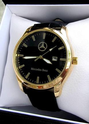 Чоловічий наручний годинник mercedes / мерседес зі шкіряним ремінцем