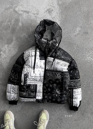 Куртка пуховик з принтами10 фото