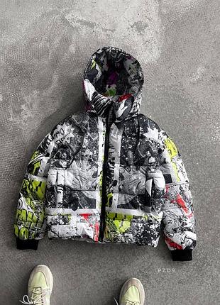 Куртка пуховик з принтами7 фото