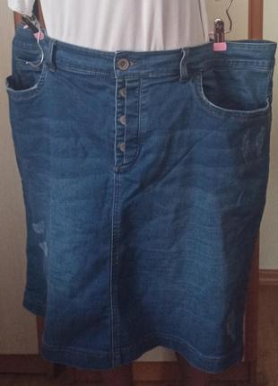 Юбка джинс рваный джинс супер большого размера батал2 фото