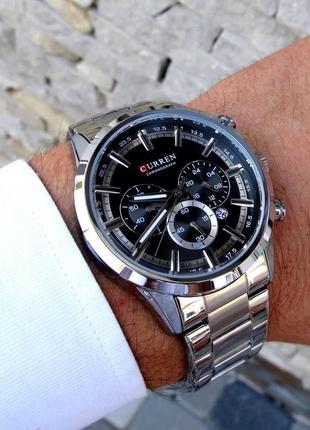 Серебряные мужские наручные часы curren / курен4 фото