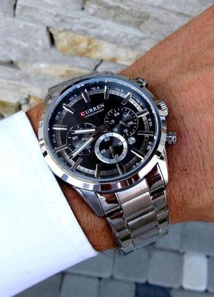 Серебряные мужские наручные часы curren / курен6 фото