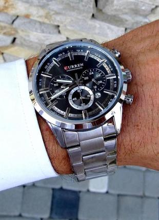 Серебряные мужские наручные часы curren / курен5 фото