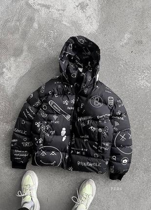 Куртка пуховик з принтами