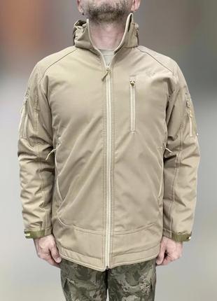 Куртка чоловіча зимова wolftrap, softshell, колір бежевий, розмір l, зимова чоловіча куртка софтшелл