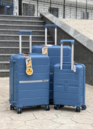 3 шт комплект полипропилен mcs  чемодан дорожный  на колесах турция 4 колеса3 фото
