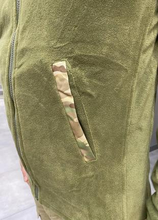 Армейська кофта флісова kafkas, тепла, розмір m, олива, вставки мультикам на рукава, плечі, кишені4 фото