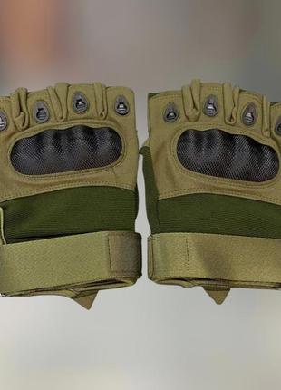 Рукавички тактичні безпальцеві, колір олива, розмір l, рукавички для військових, армійські рукавички