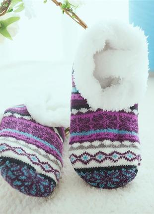 1-8/2 теплі тапочки-шкарпетки зі стоперами новорічні антисколь...