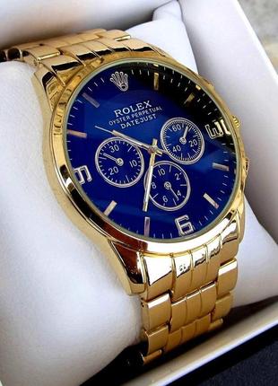 Чоловічий золотий кварцовий наручний годинник rolex / ролекс